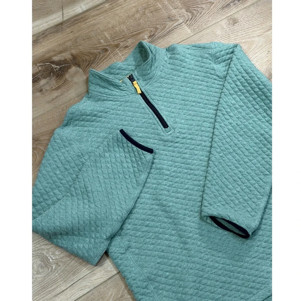 J Crew Authentic Fleece Quilted Waffle Half Zip‎ Pullover Sage Green Mens XL